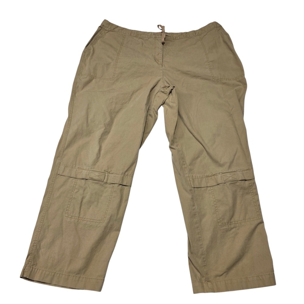 J.Jill Cargo Pants‎ Women 24W Tan Cotton Drawstring Wide Leg Utility Casual